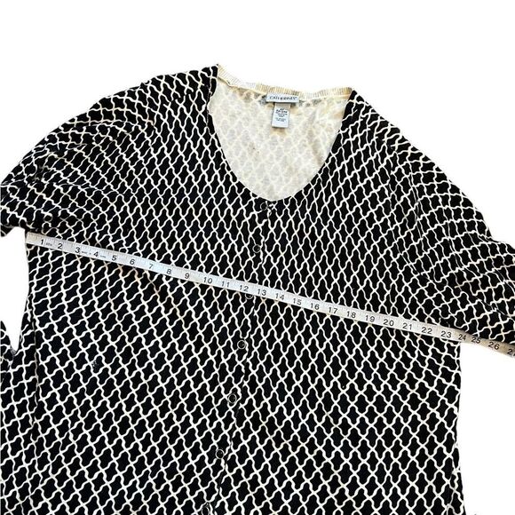 Black & Cream Patterned Button Up Long Sleeve Lightweight Cardigan Sweater 2X - Picture 6 of 6
